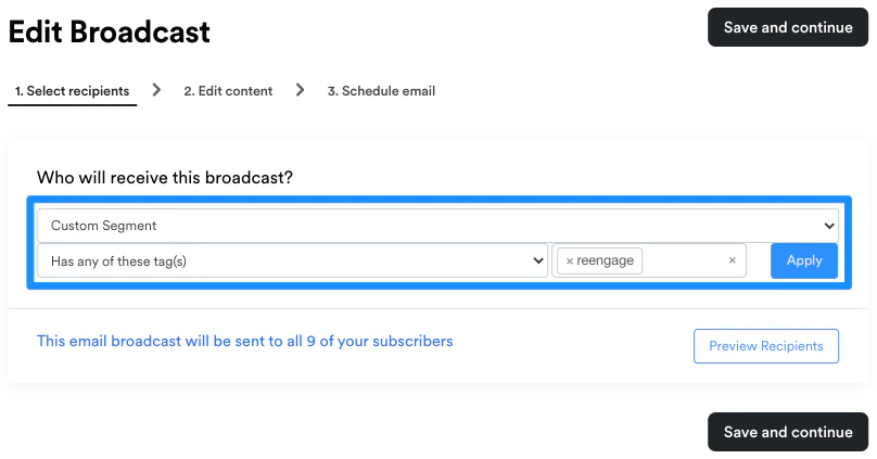 Select custom segment