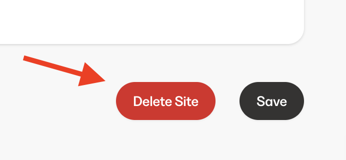 Delete site button