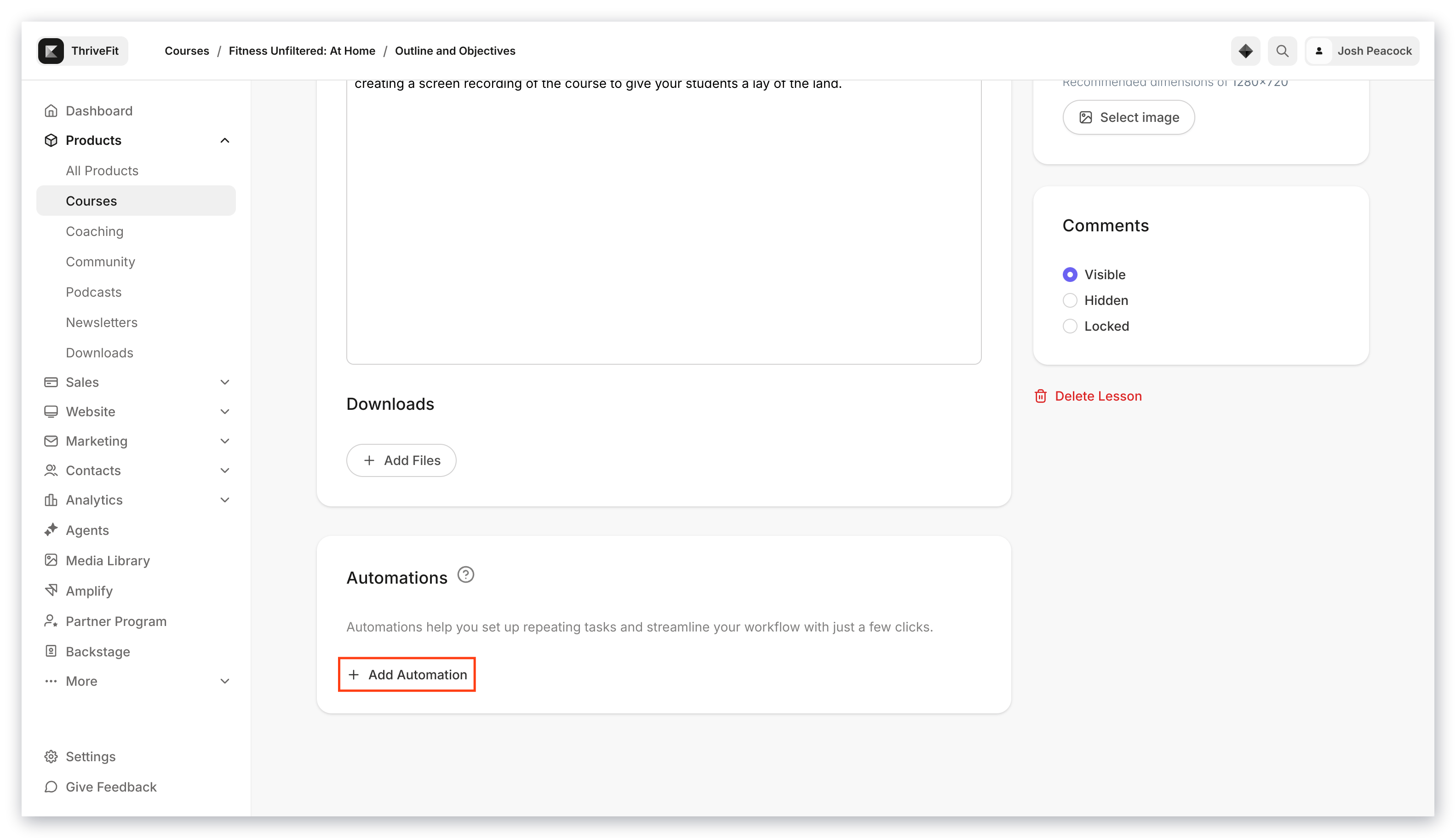 Course Lessons automation