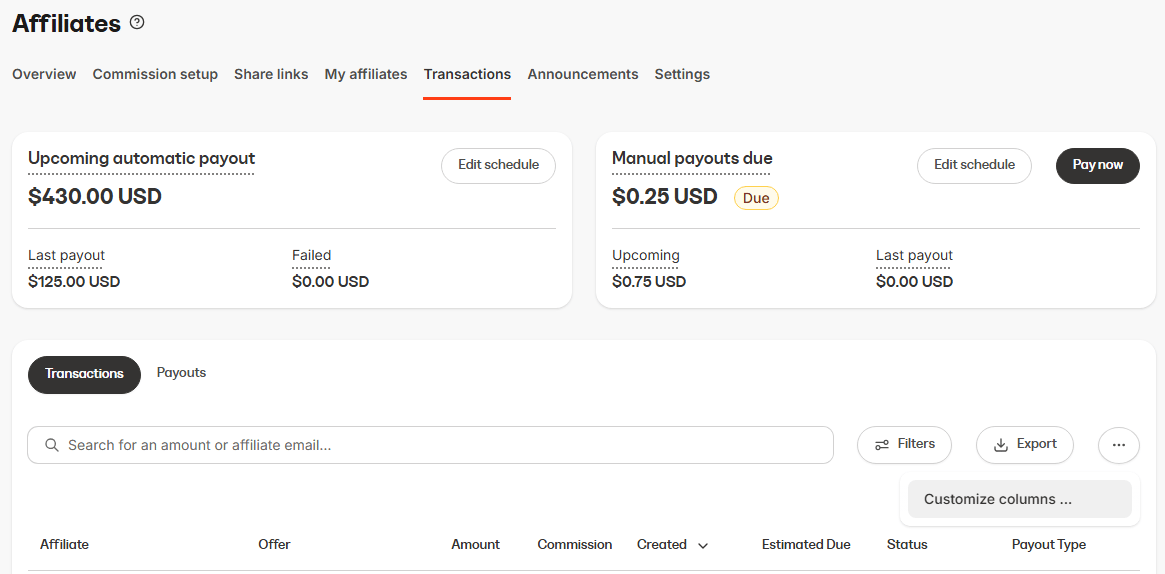 Customize columns