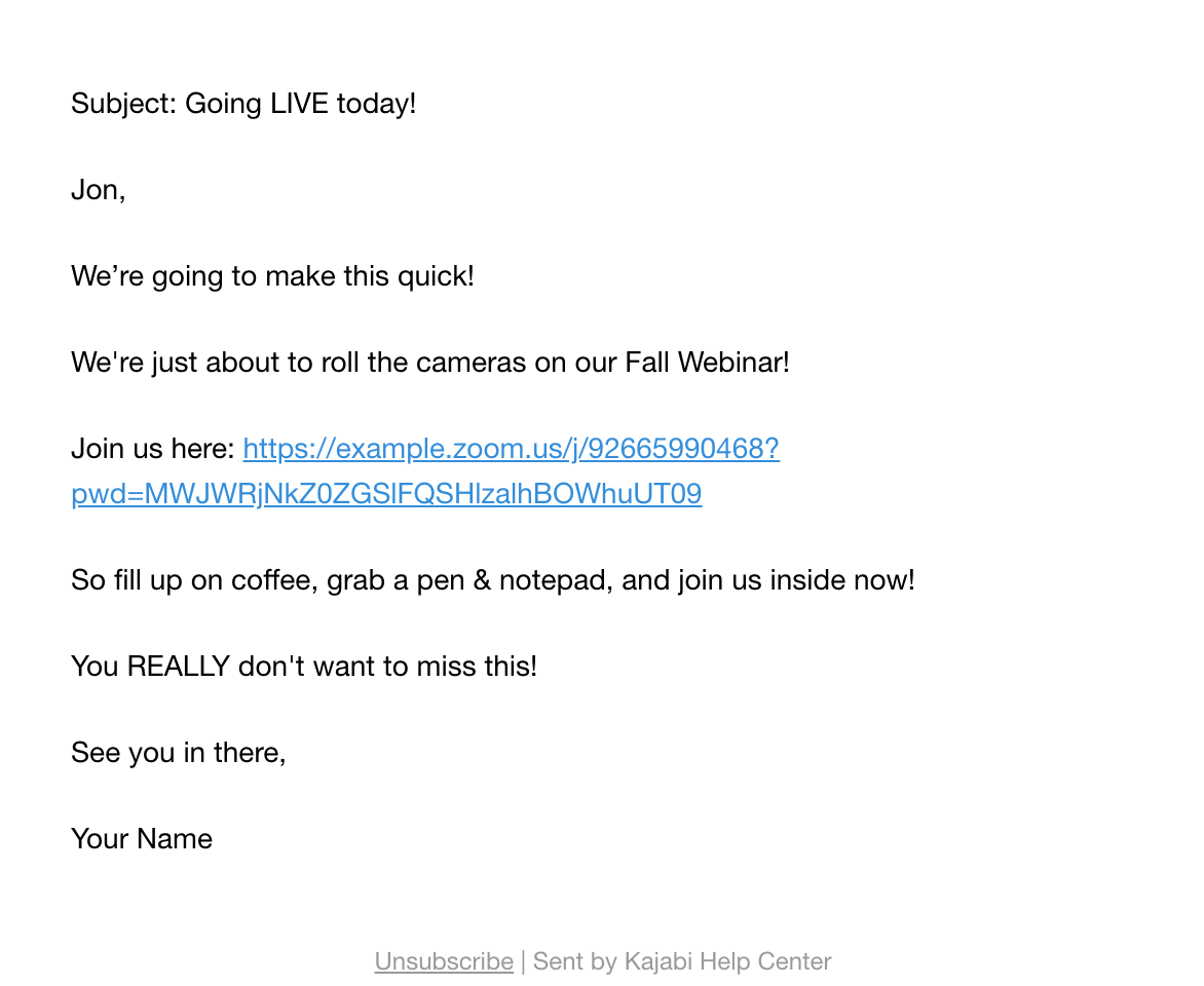 Event emails setup