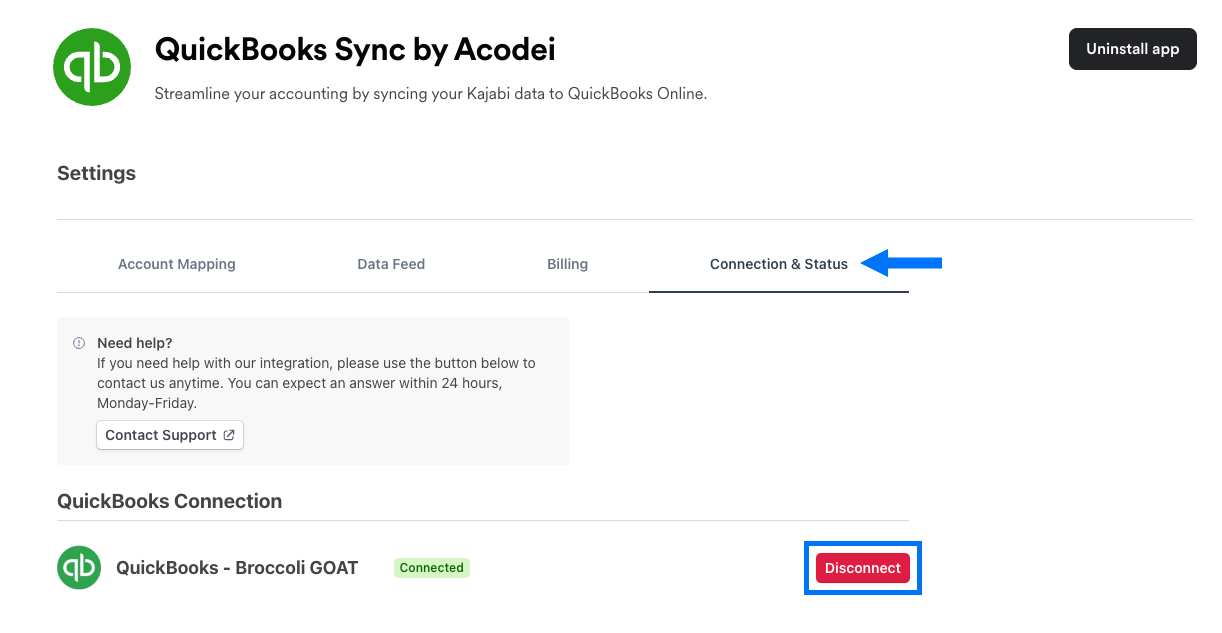 Disconnect QuickBooks