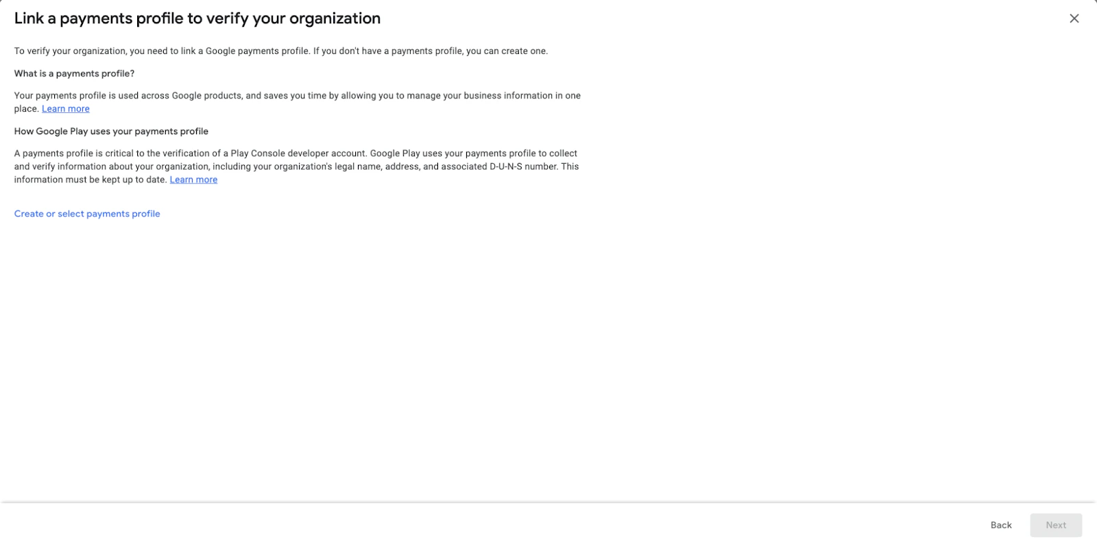 Payments Profile setup