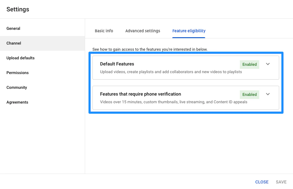 YouTube Feature Eligibility