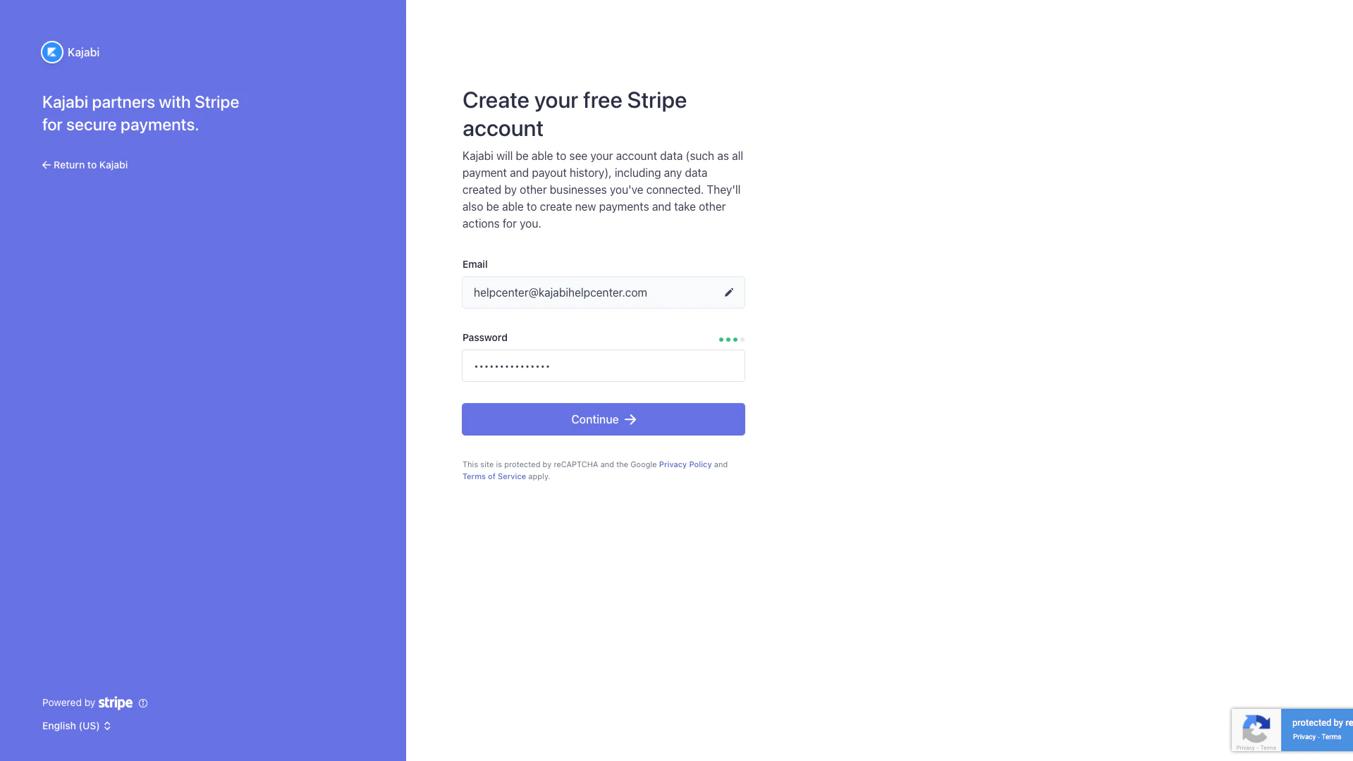 Create Stripe account