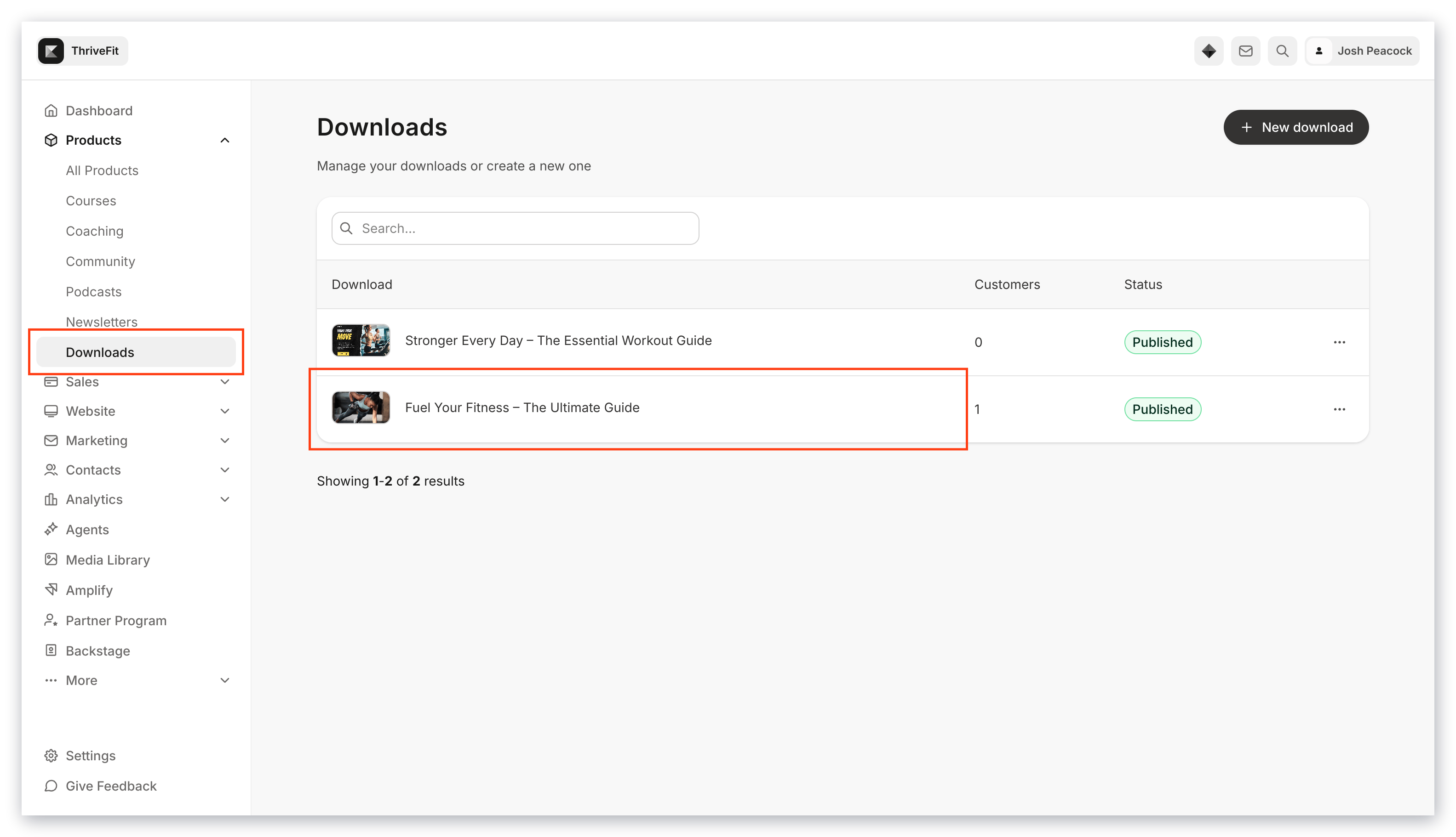Select Downloads Product