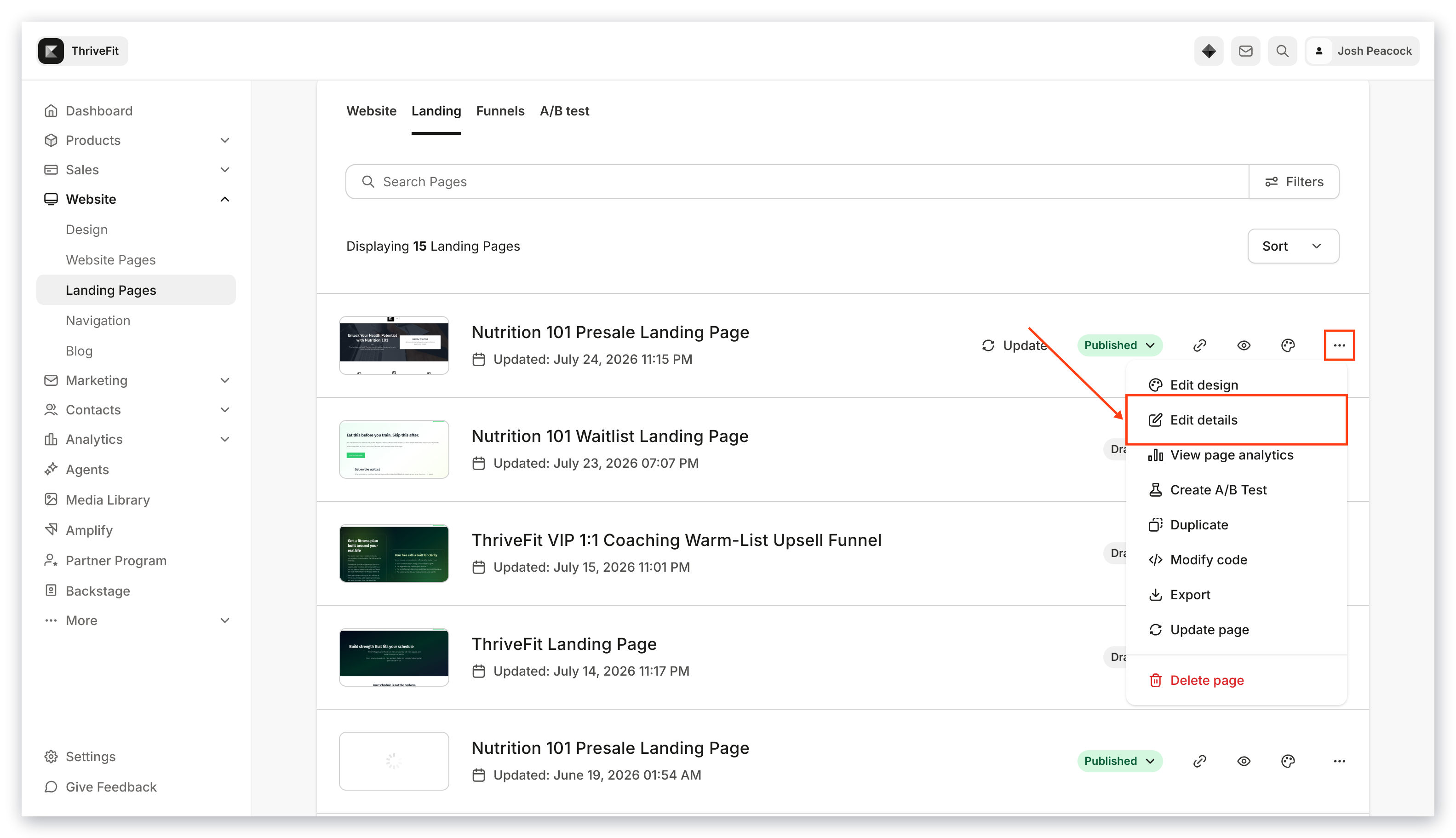 Edit Page Details
