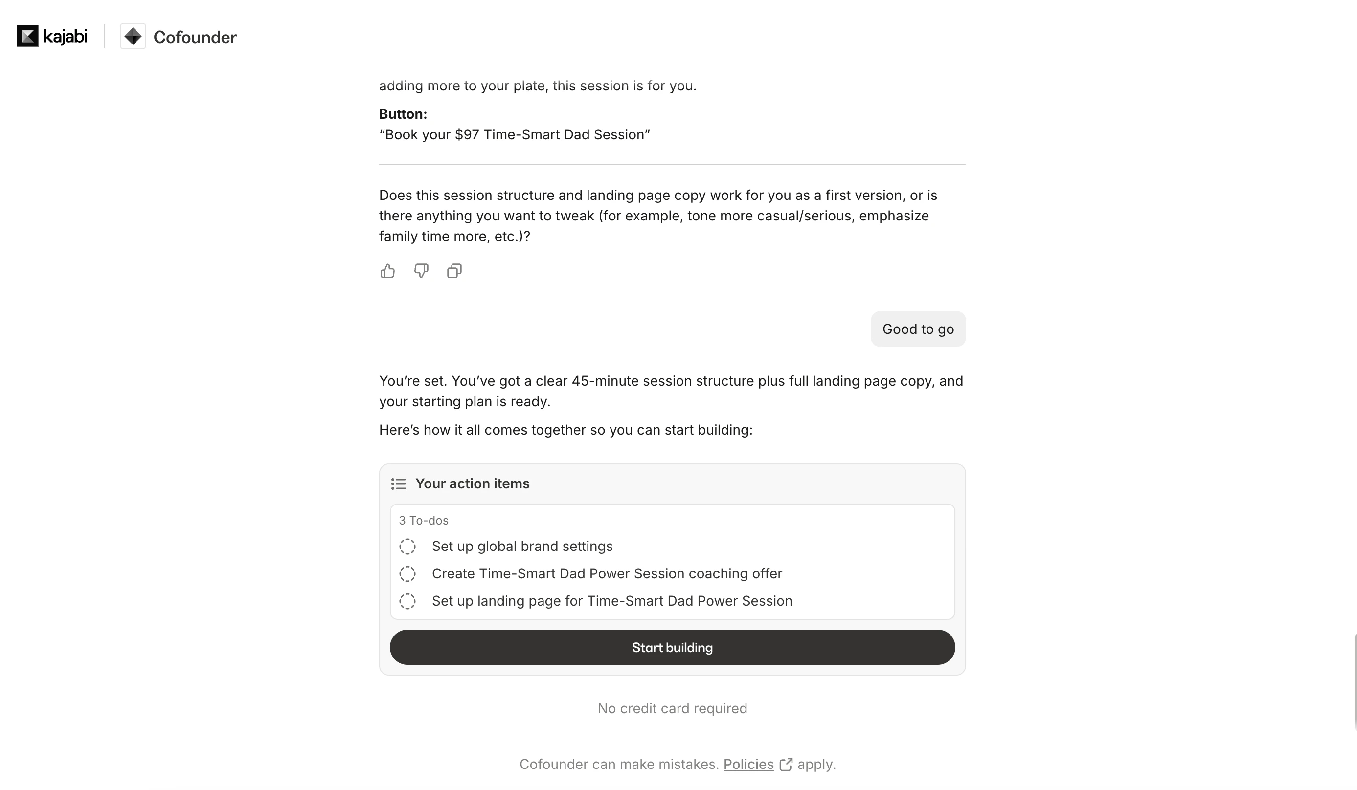 Personalized action plan with Get Started button