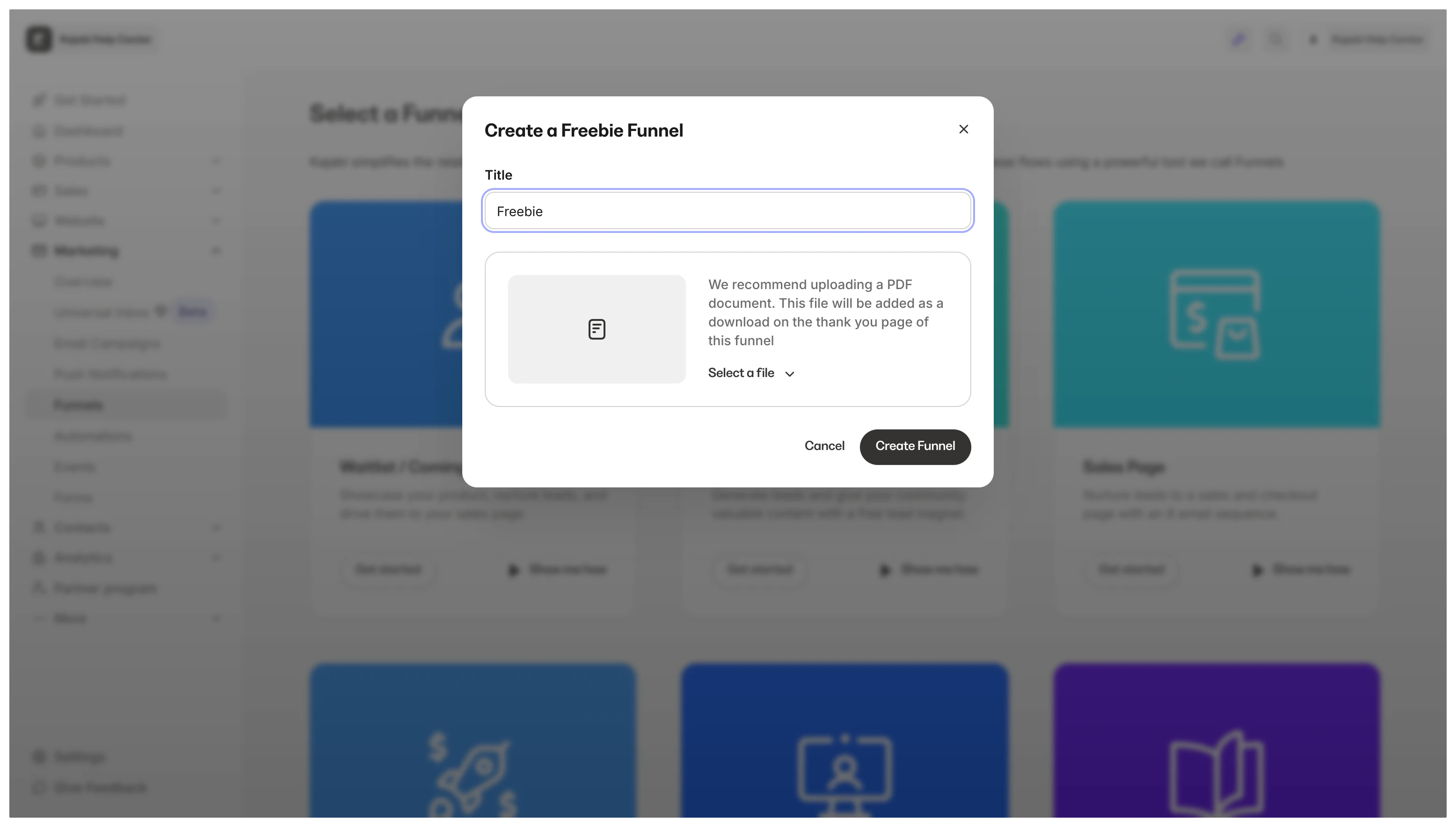 Freebie Funnel setup