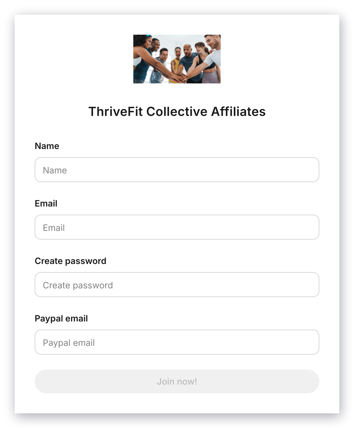 Affiliate Signup Page