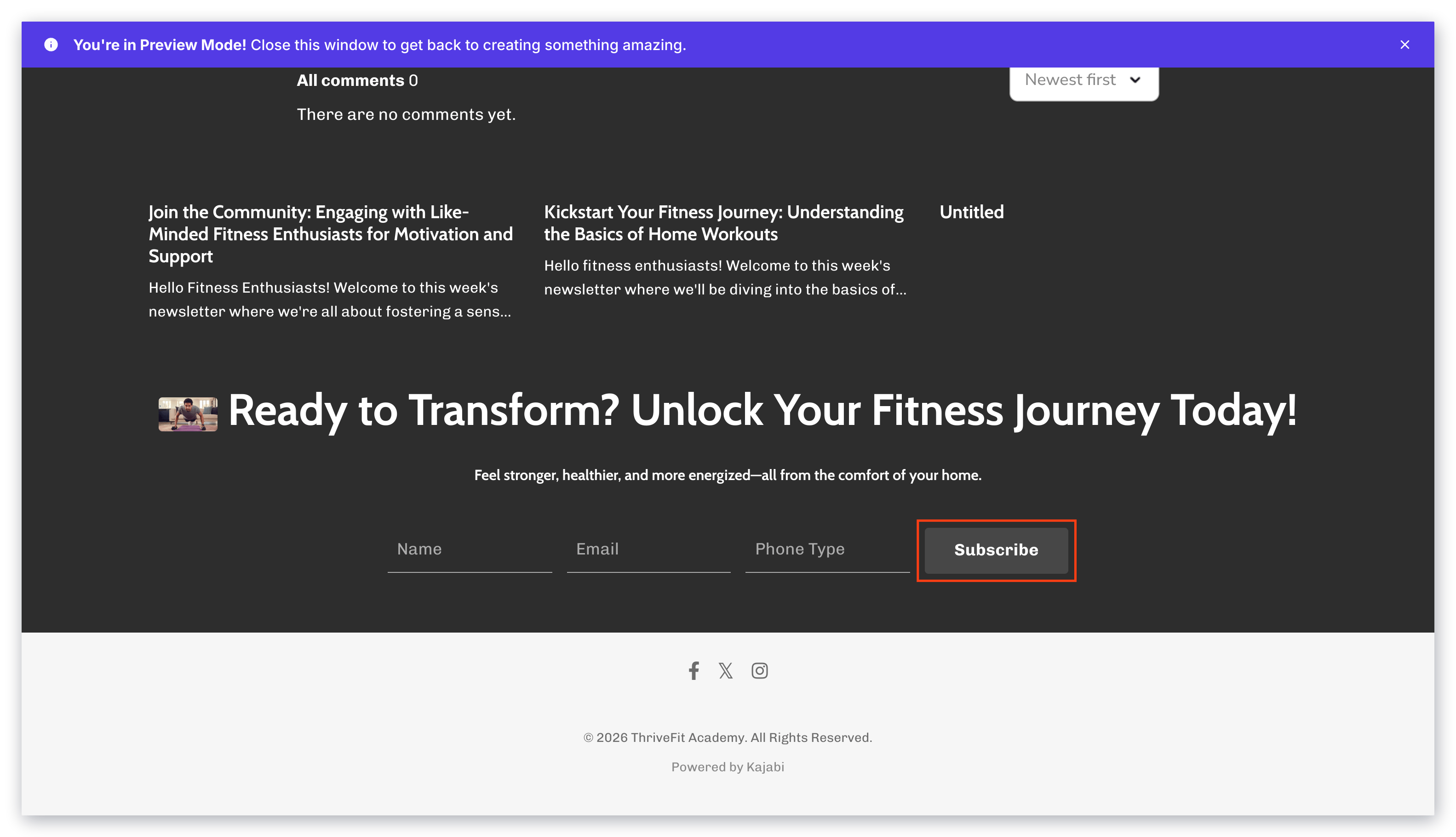 Newsletter page
