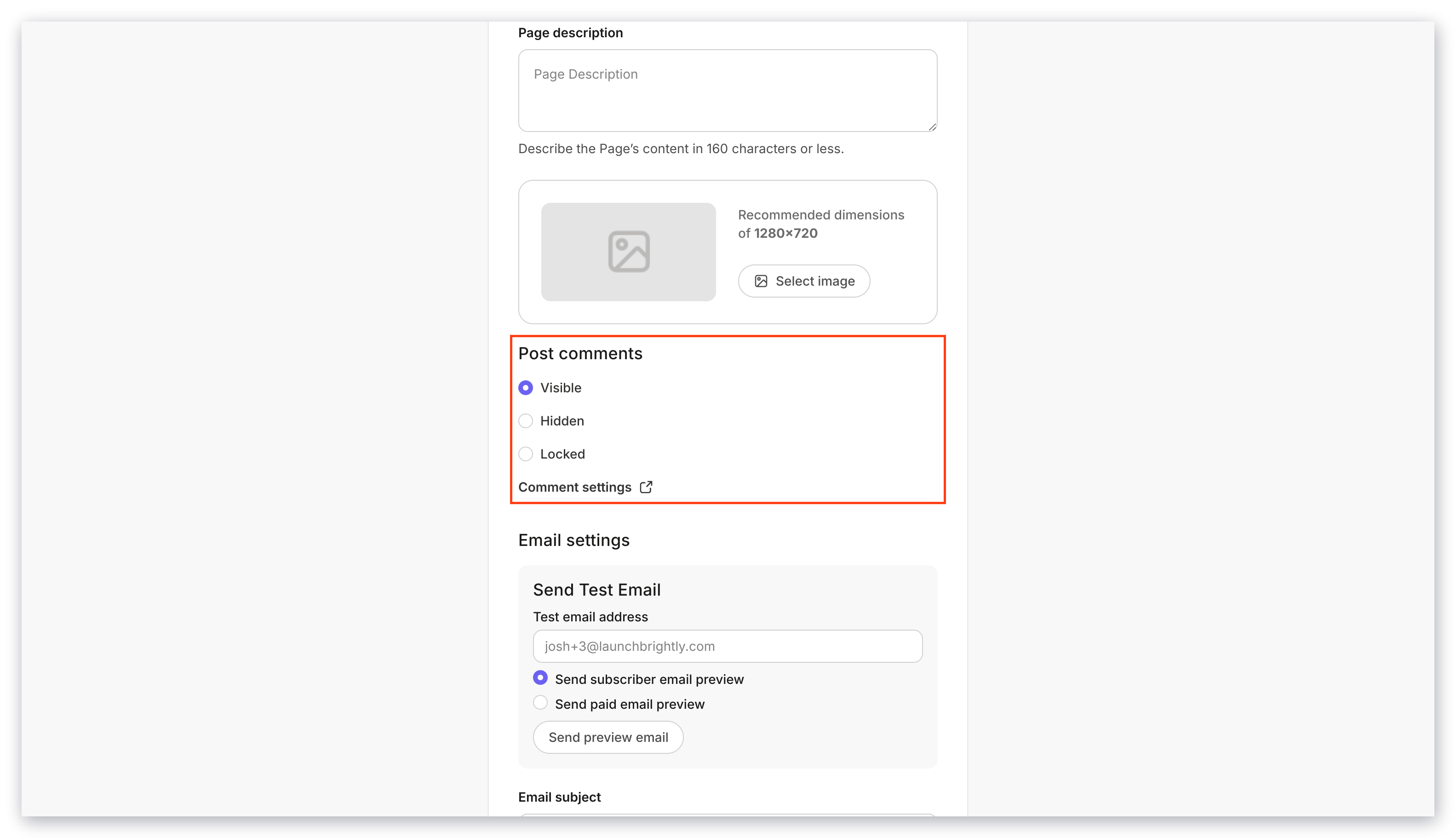 Comment visibility options