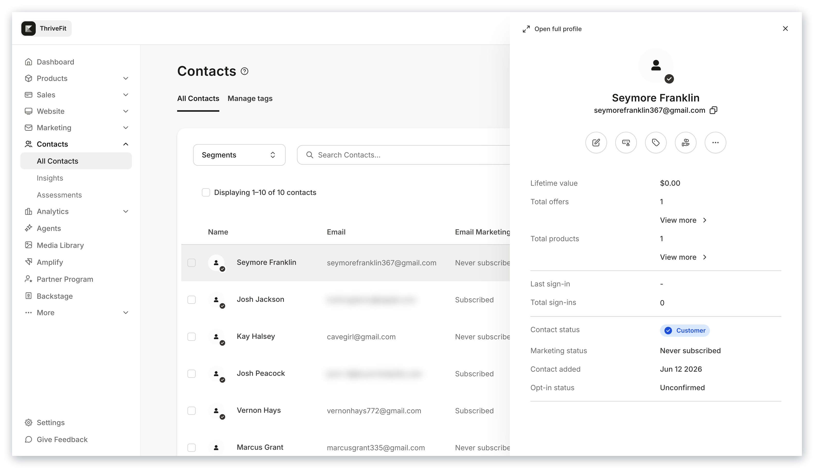 Contact quick actions