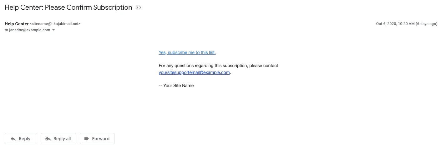 Double opt-in confirmation email