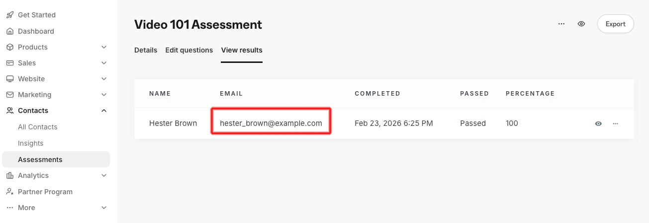View Assessment results