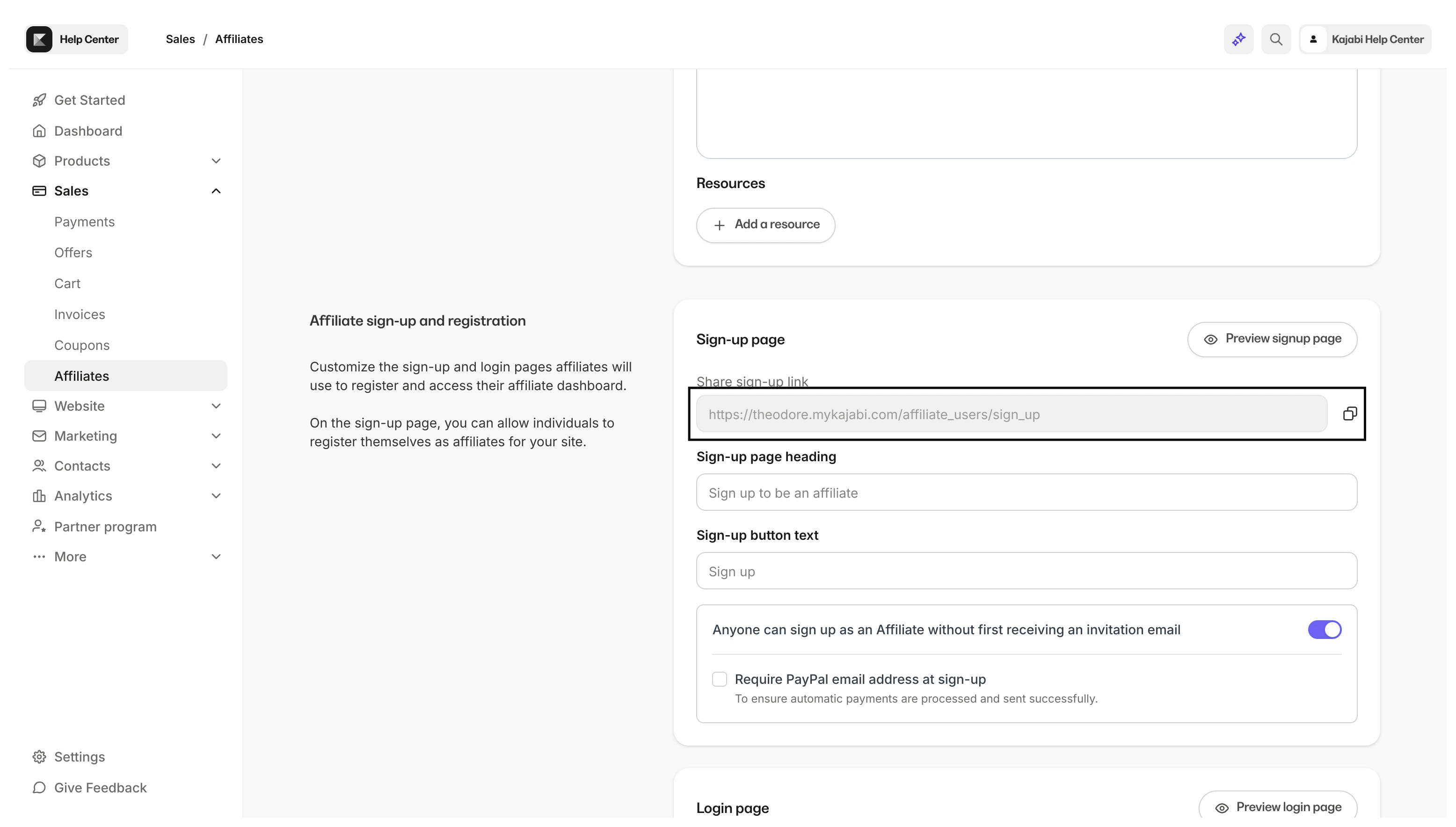 Copy Affiliate Signup Link
