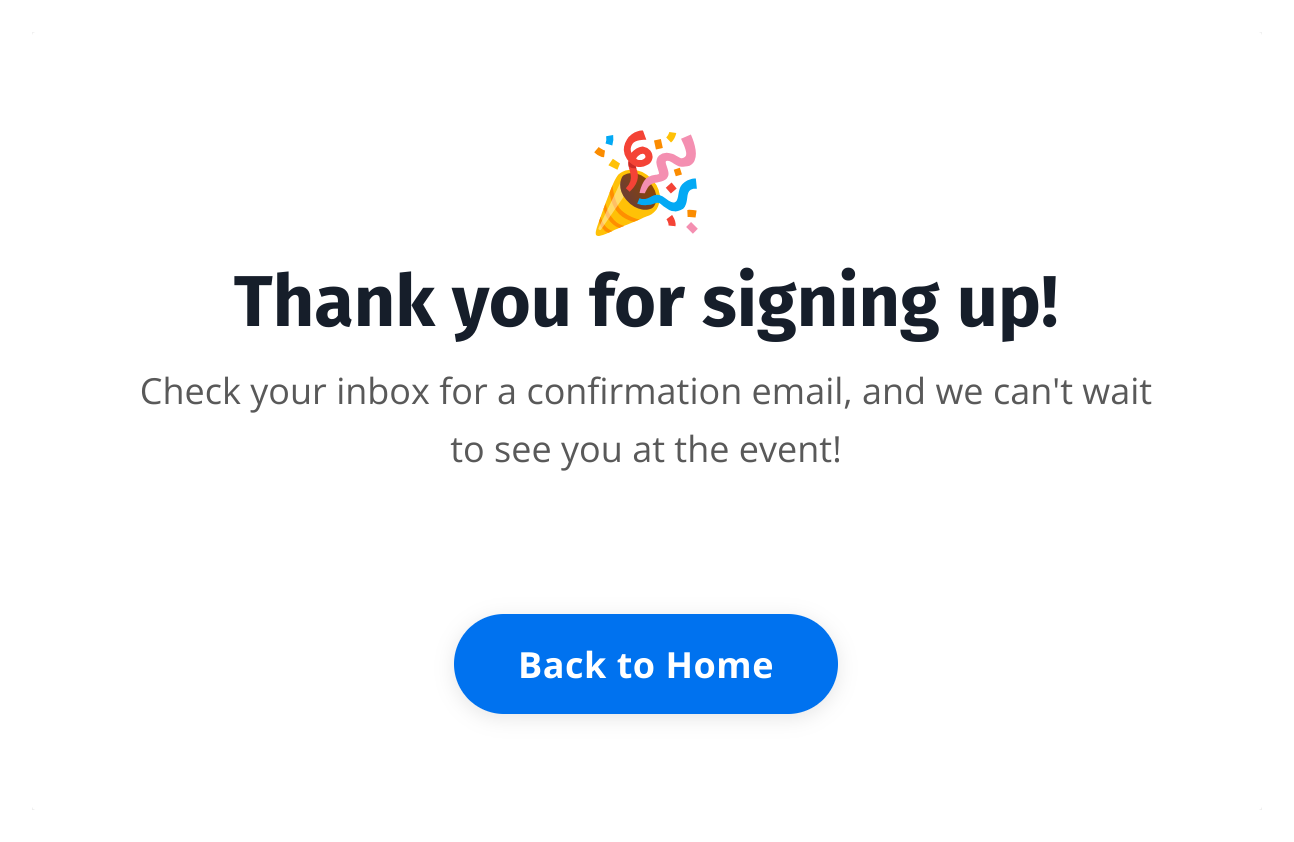 Confirmation page example