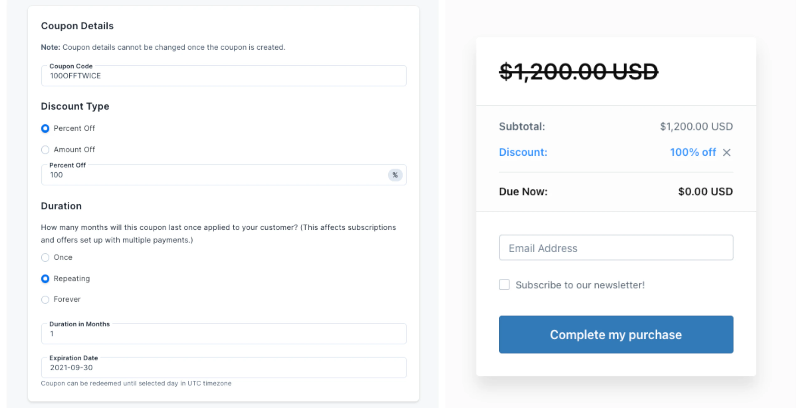 100% off 2 months annual subscription example