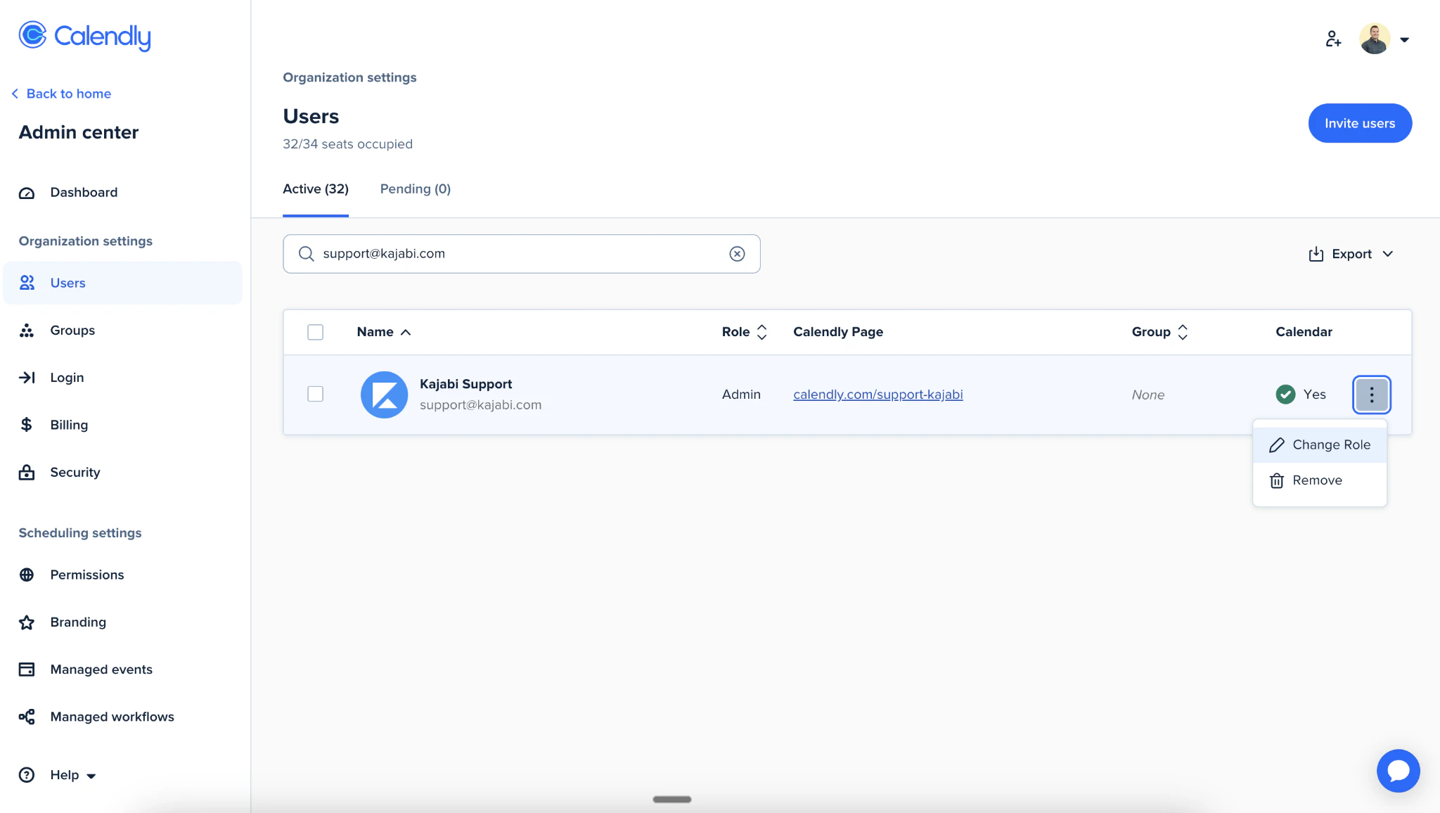 Calendly Admin Status