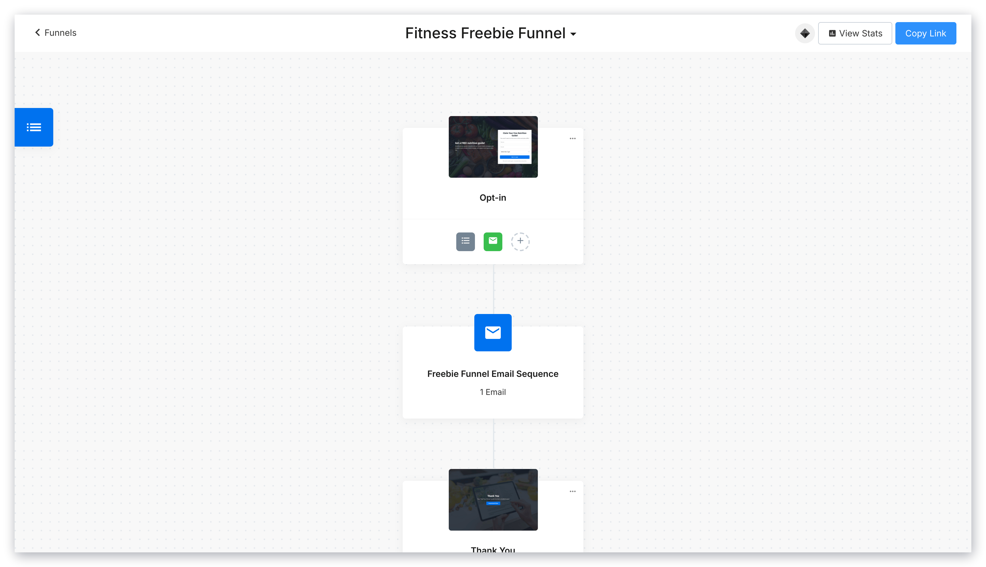 Funnel customization screen