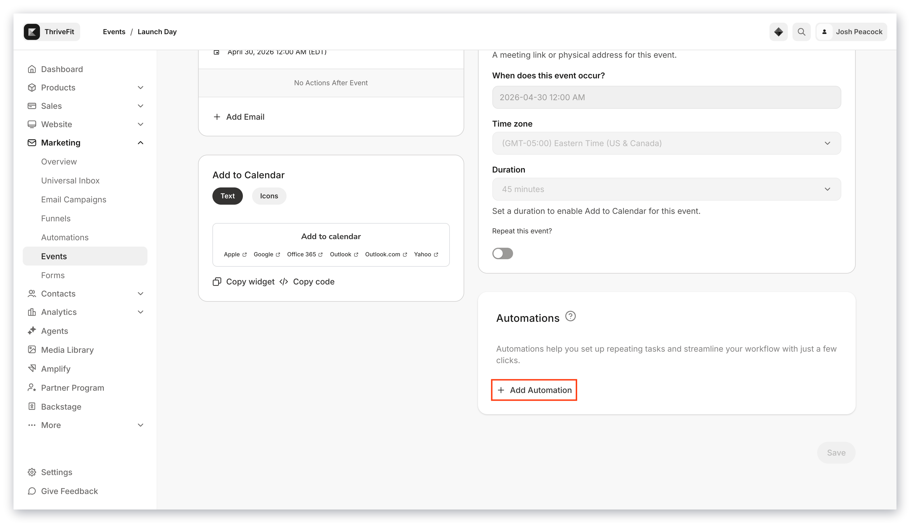 Events automation
