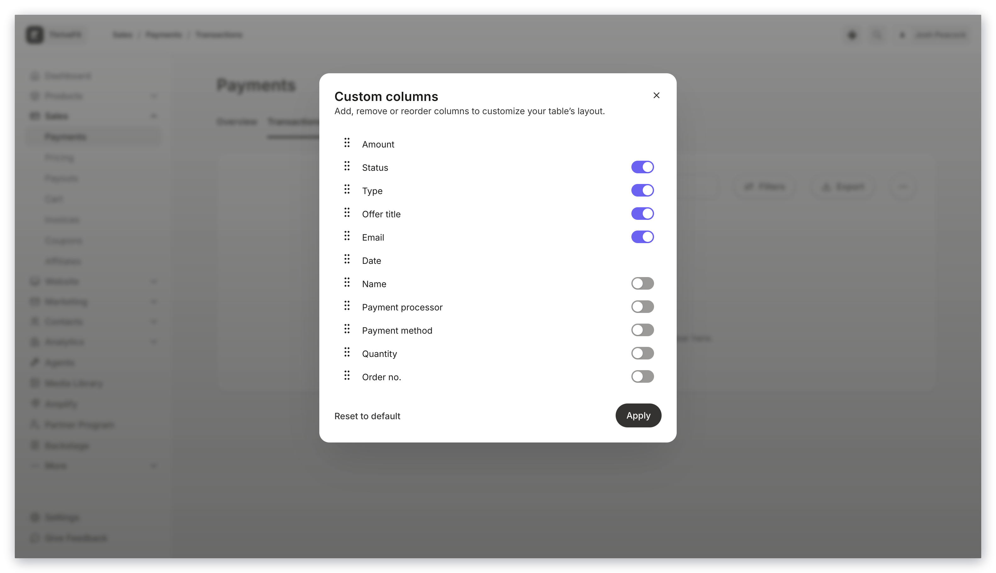 Customize columns