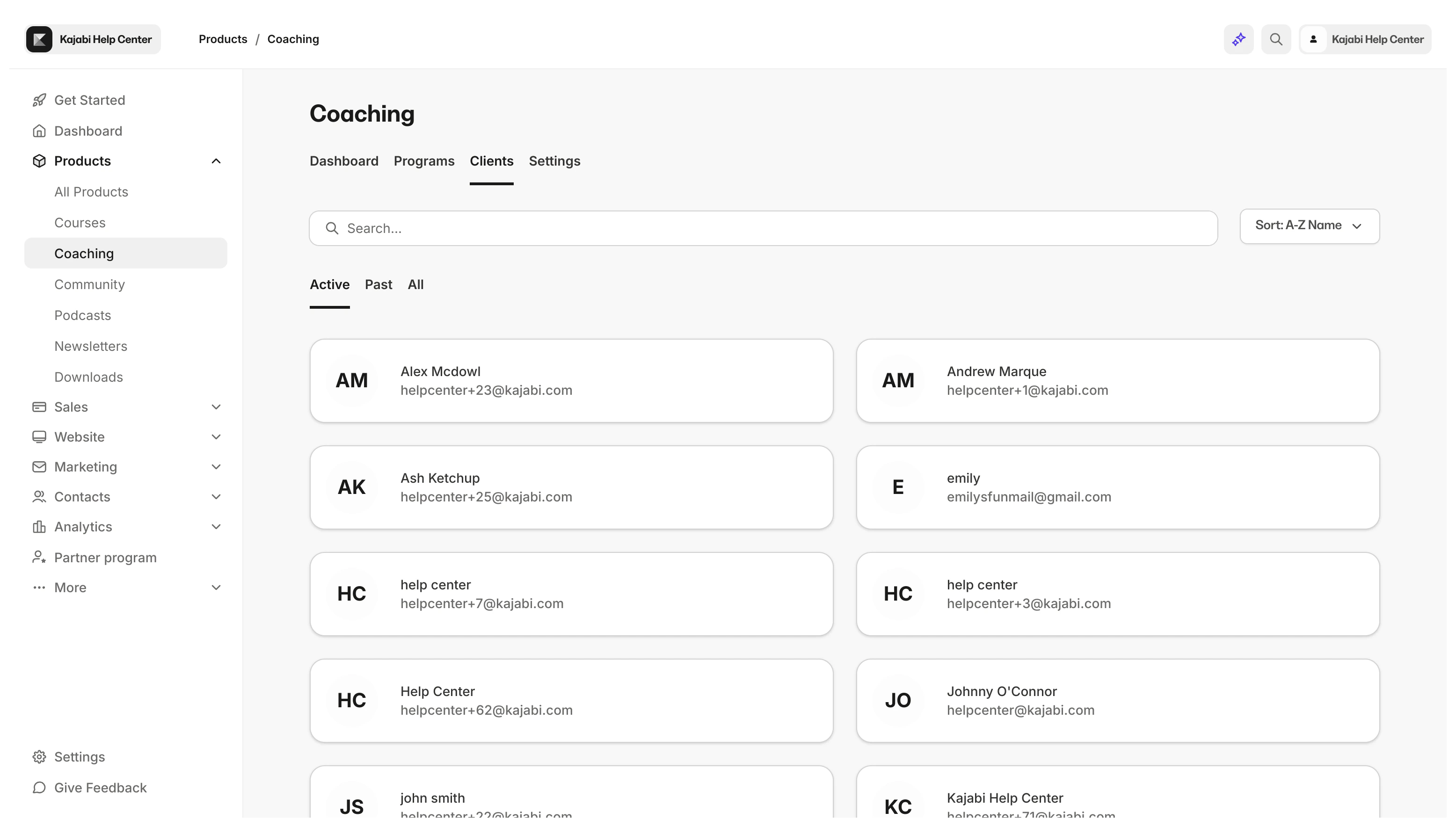 Coaching Client Admin Dashboard