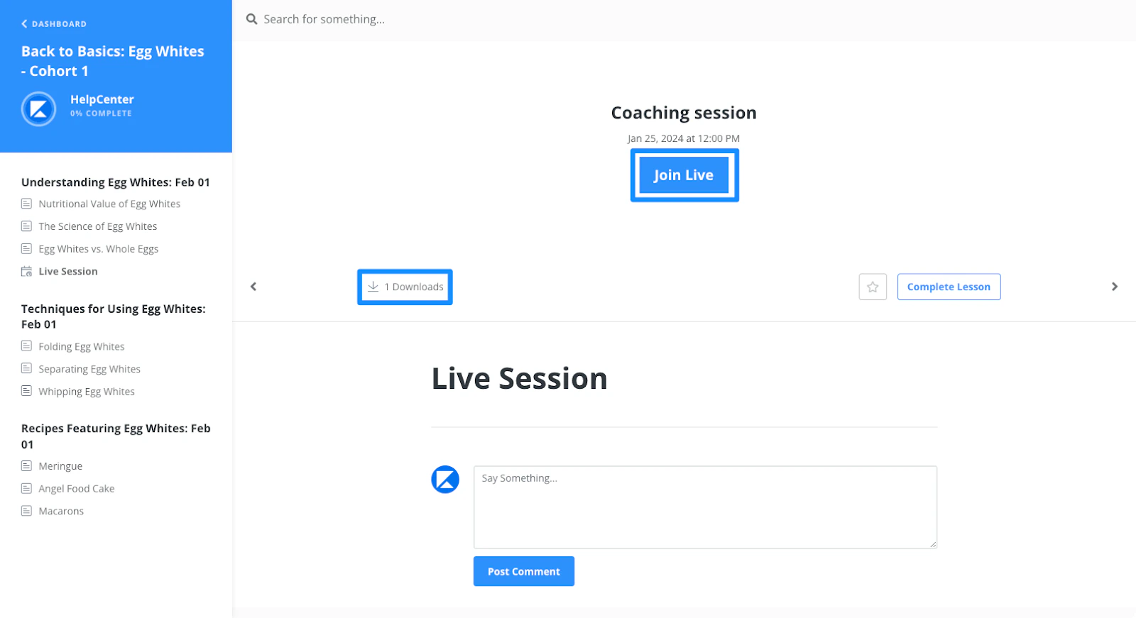 Live Session page
