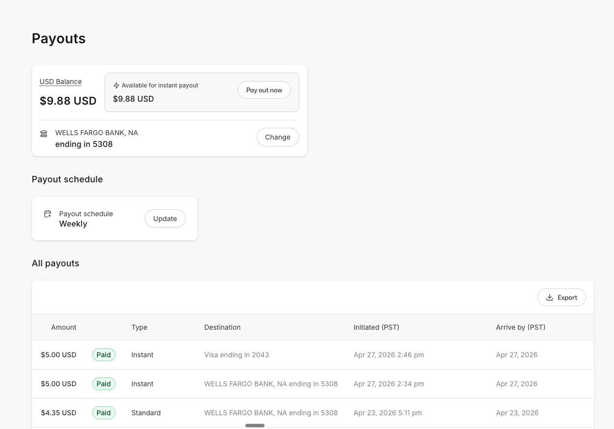 Instant Payouts