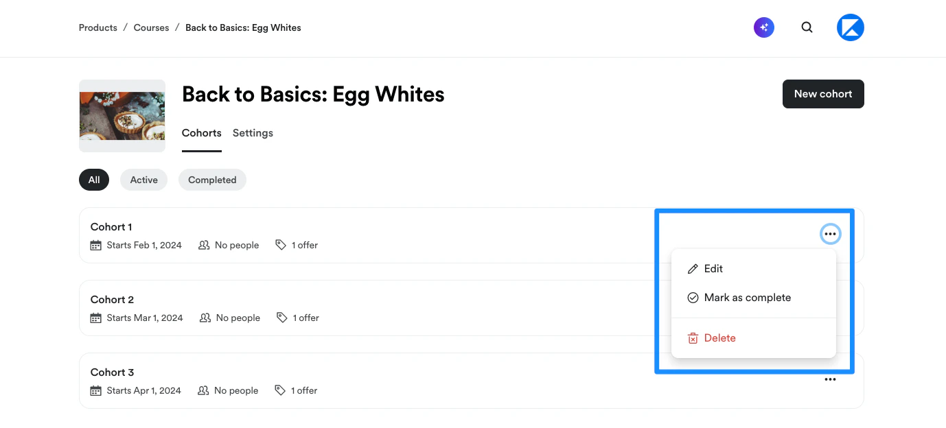 Cohort status options