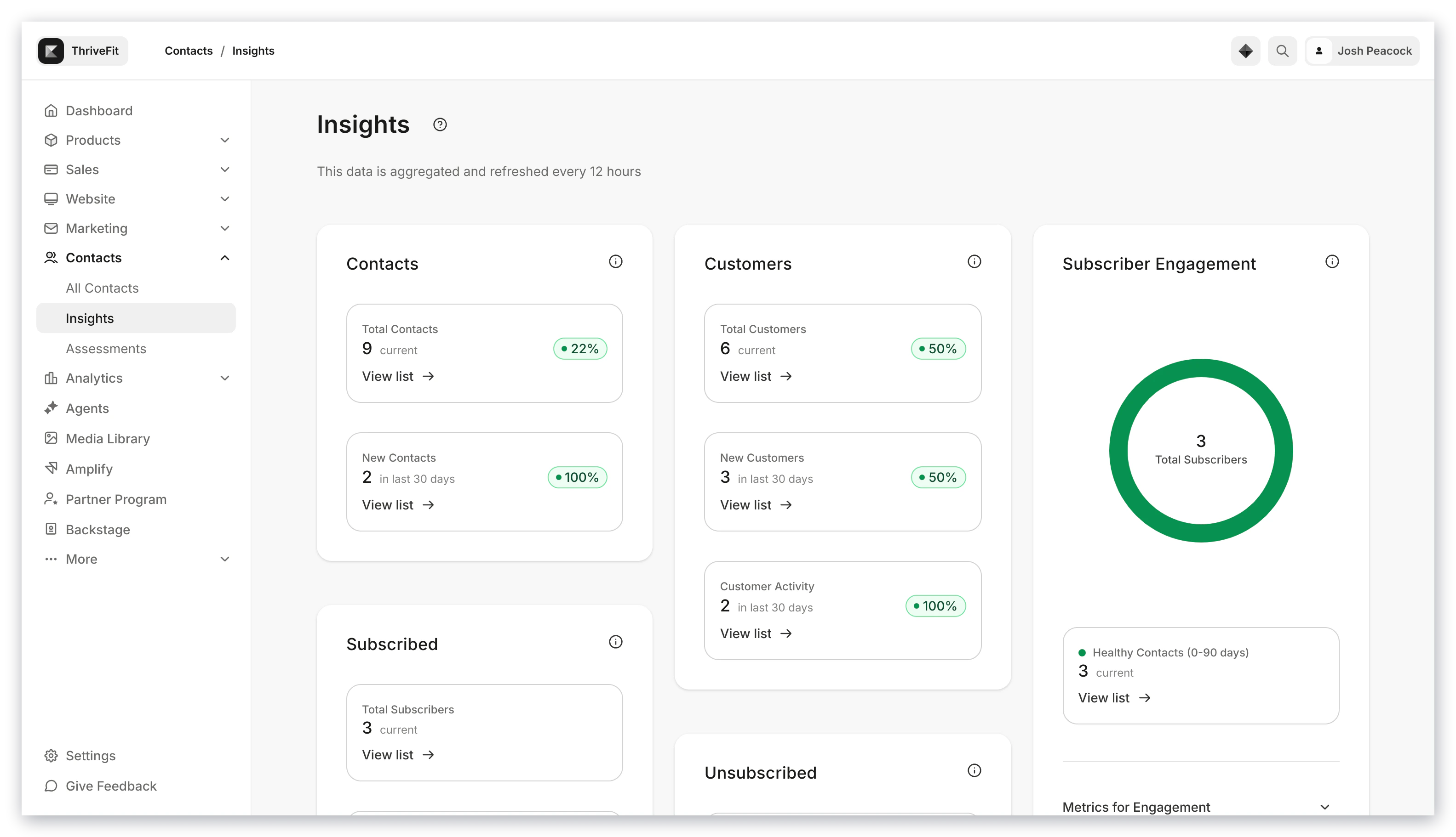 Insights page