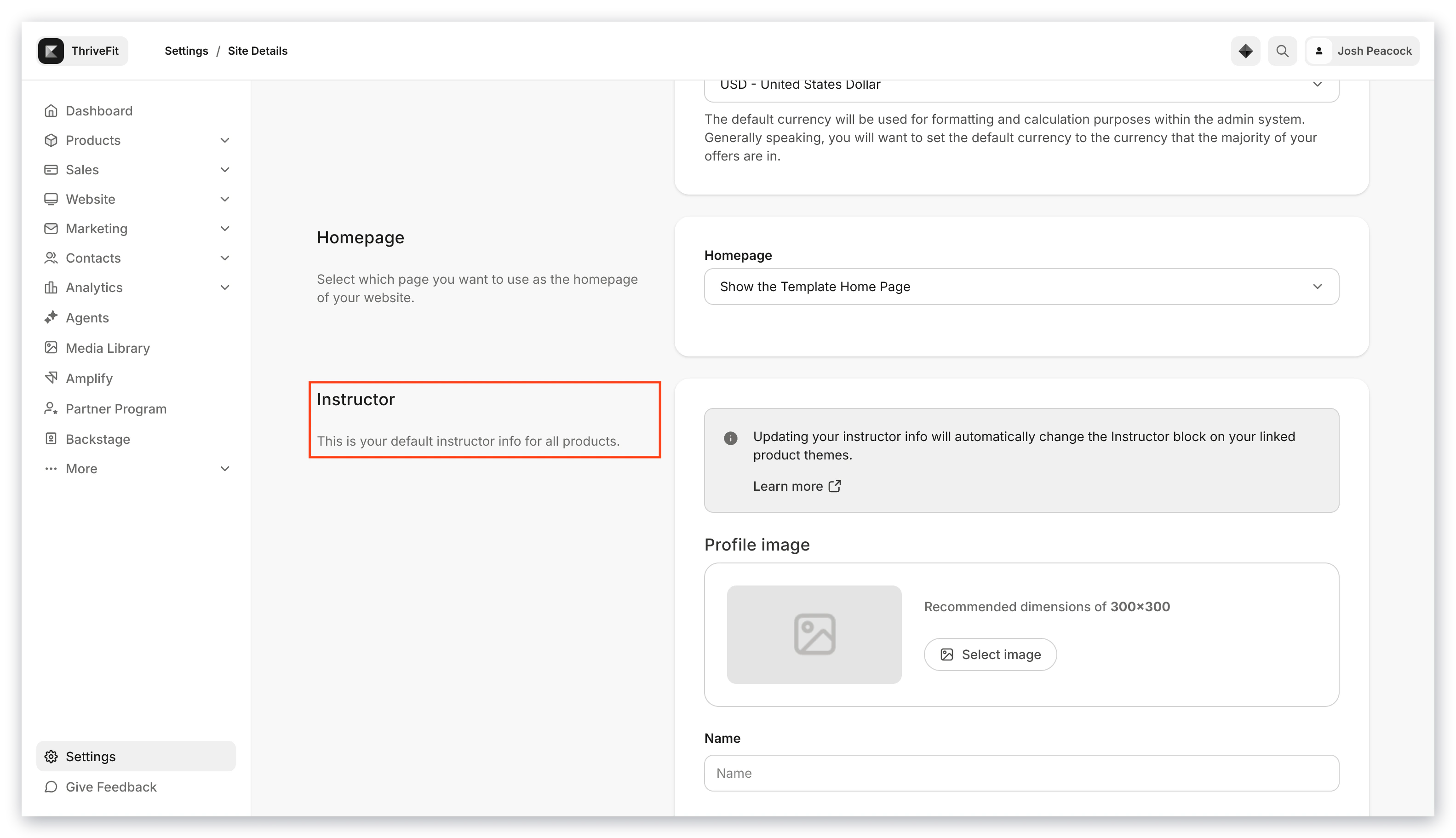 Instructor settings