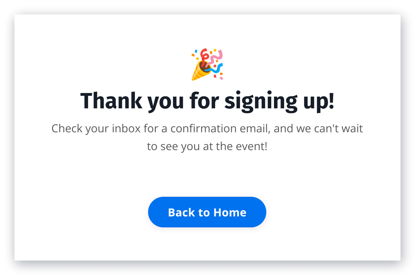 Confirmation page example