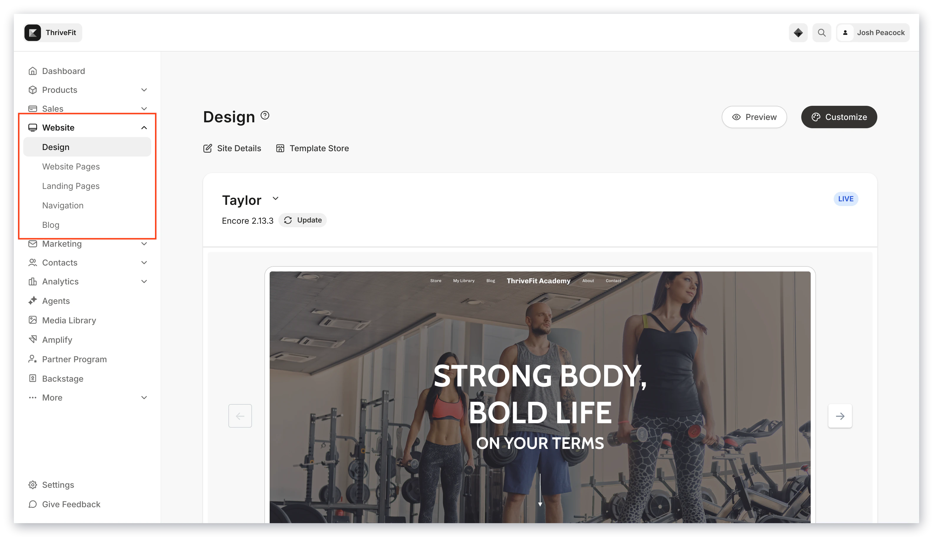 Website tab