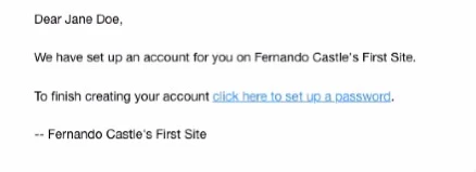 Customer welcome email with magic link