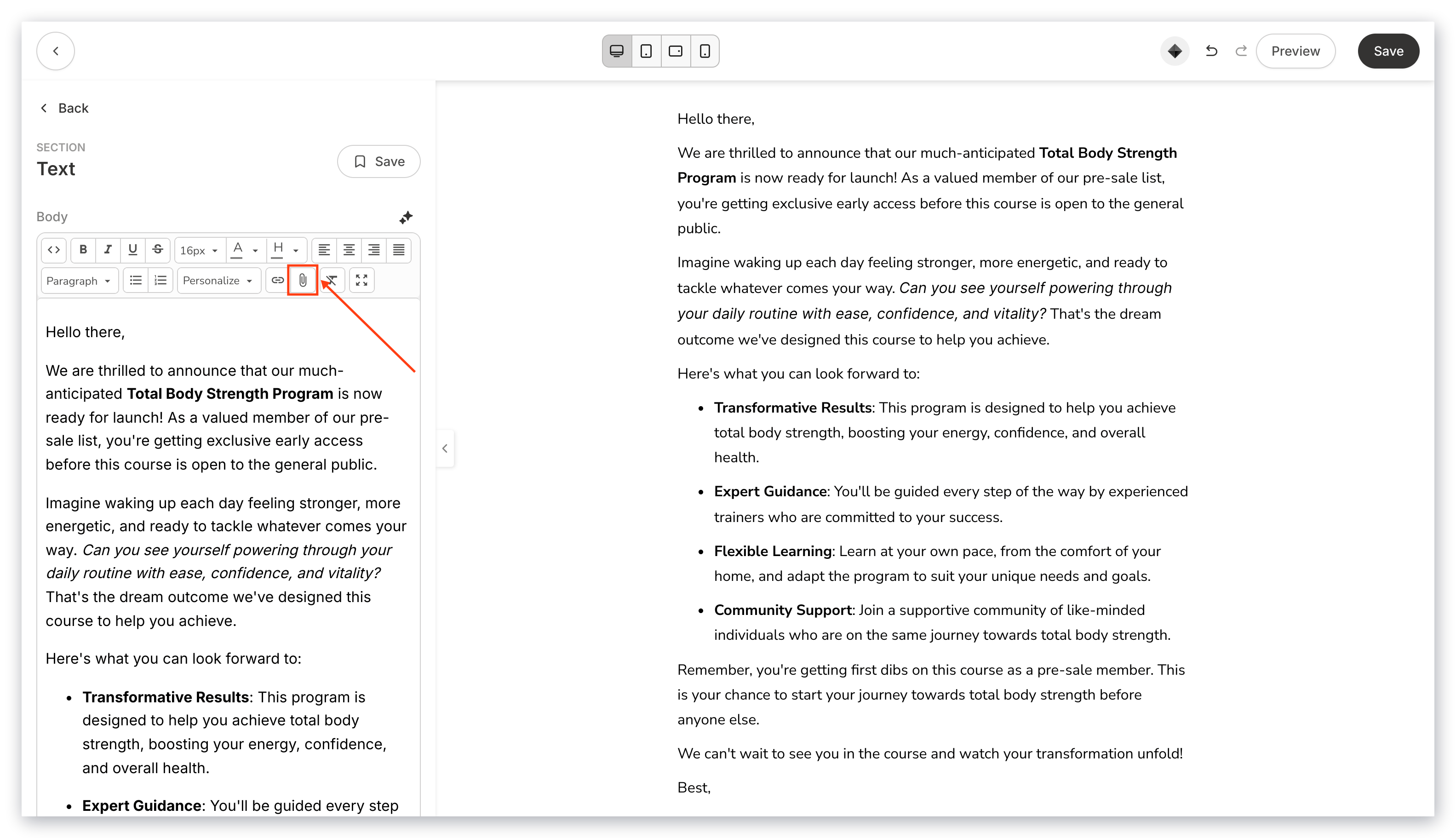 Text section download