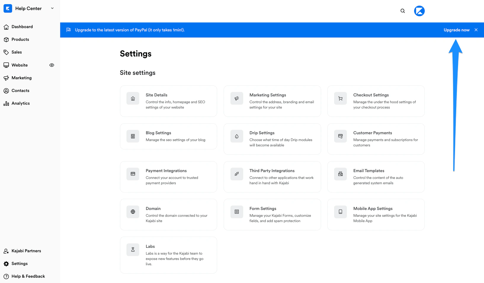 PayPal upgrade option