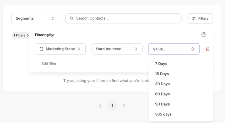 Search filter updates
