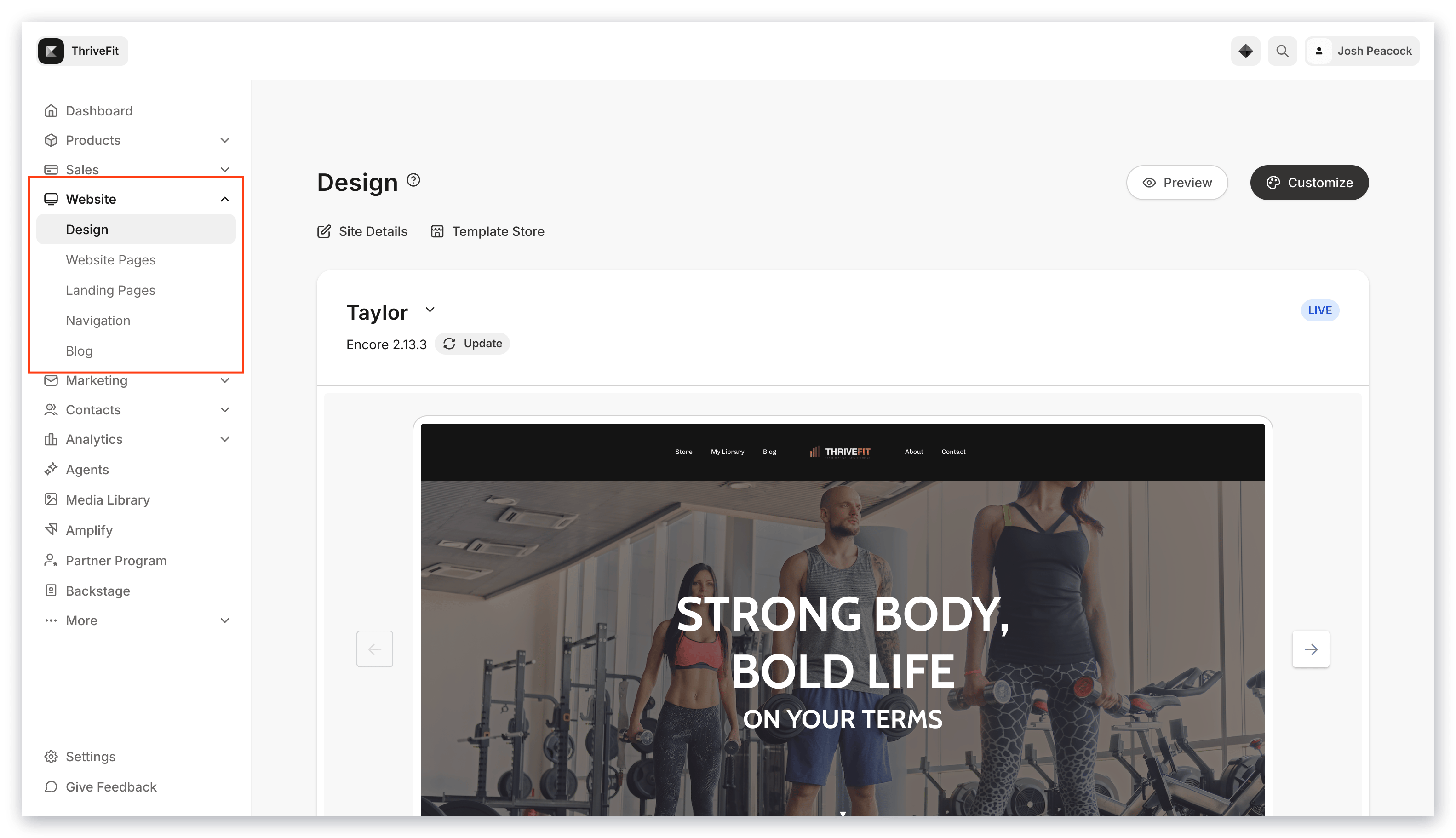 Website tab