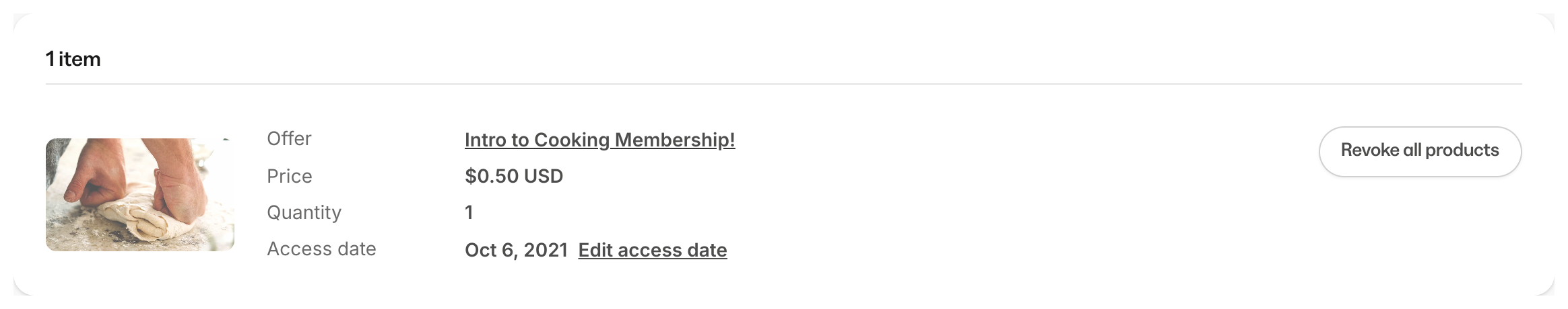 Products included section