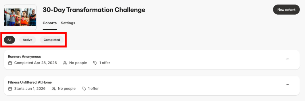 Cohort Courses Page