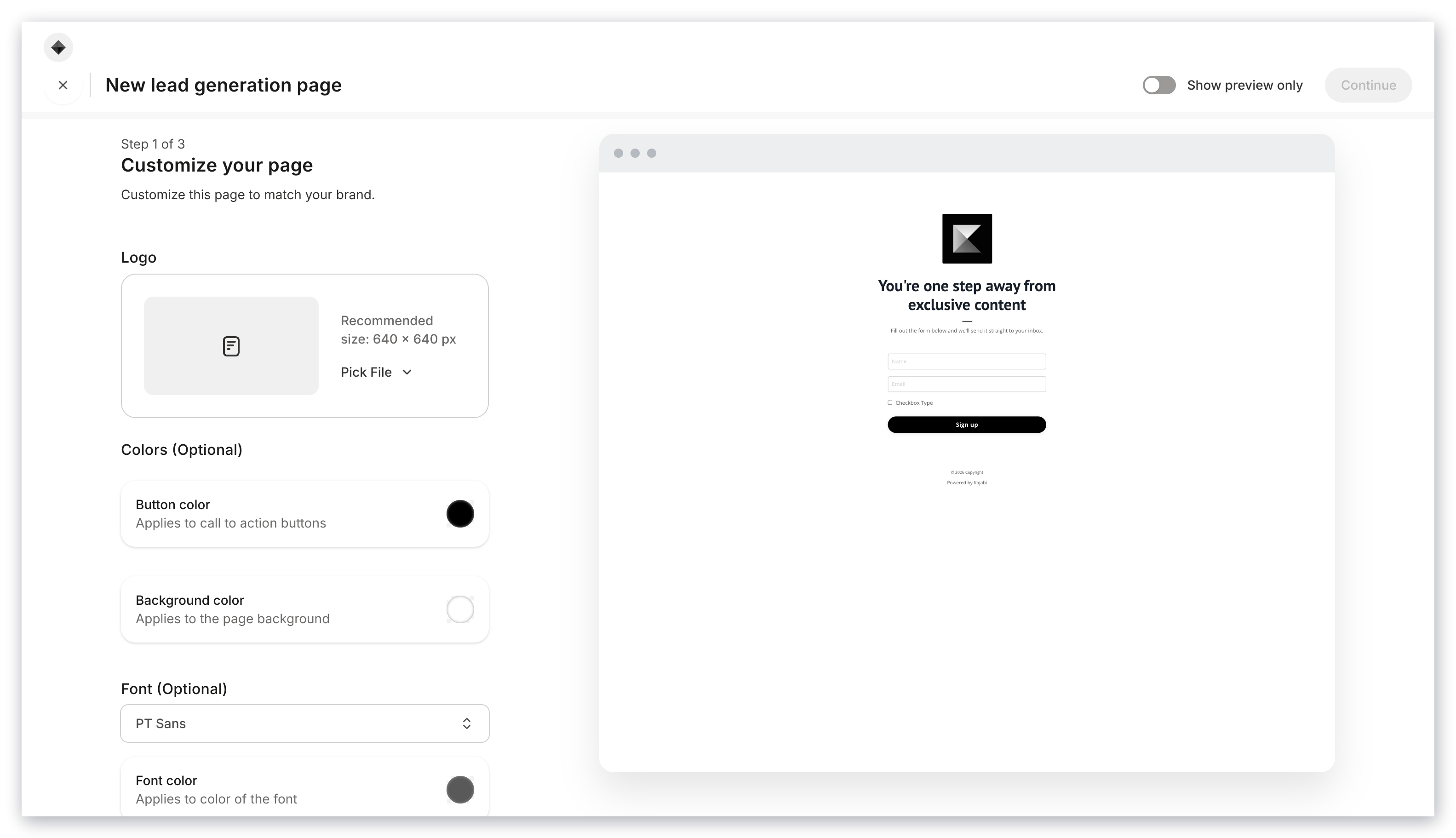 Lead Generation Page Creator