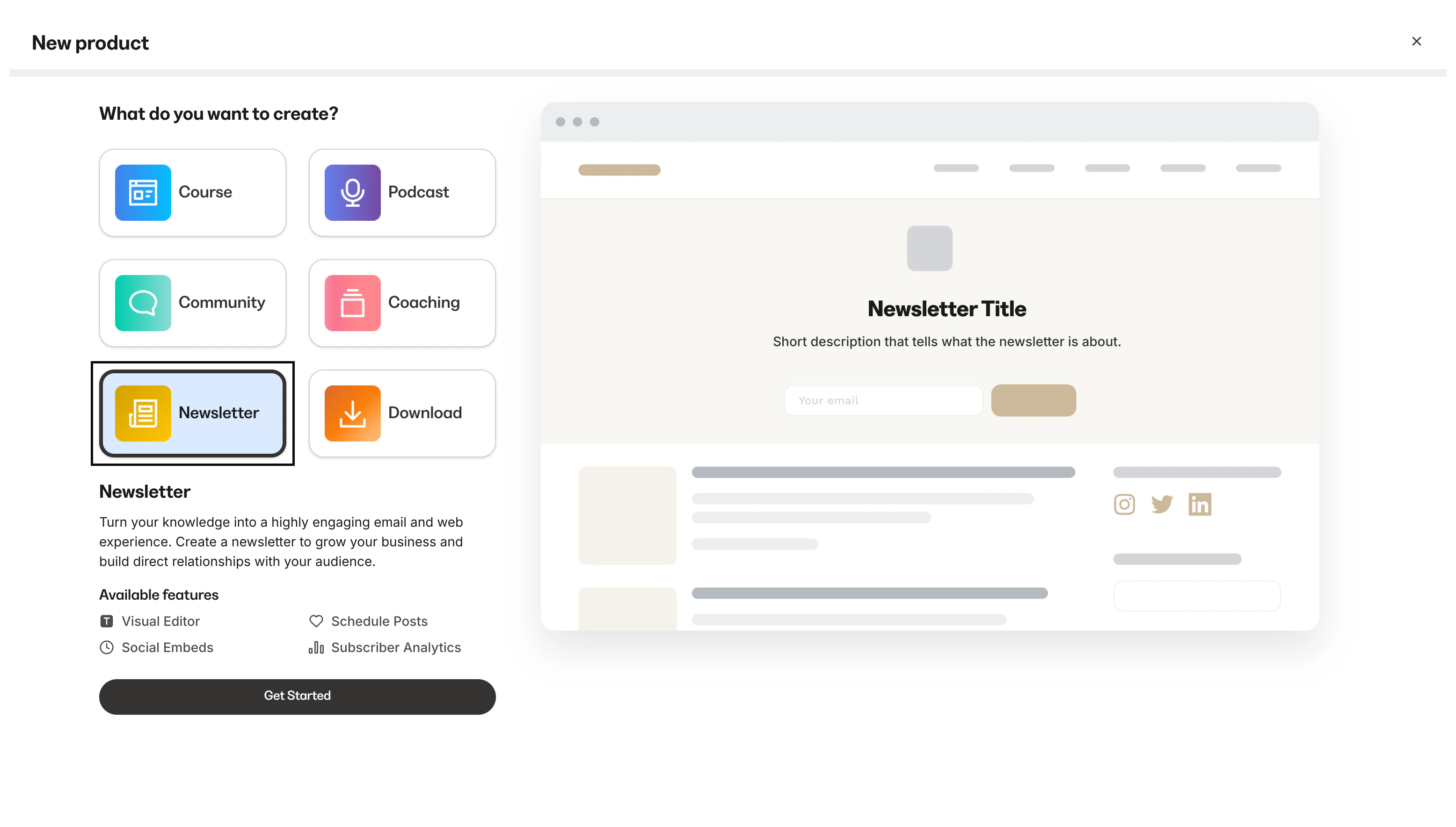 Newsletter products