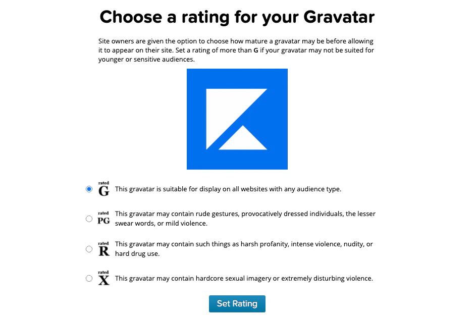 Set Gravatar rating