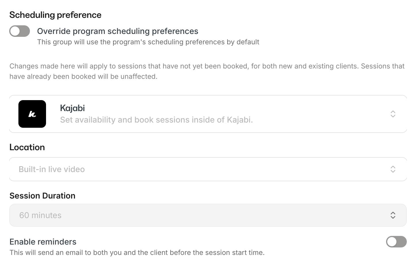 Override Program Scheduling Preferences