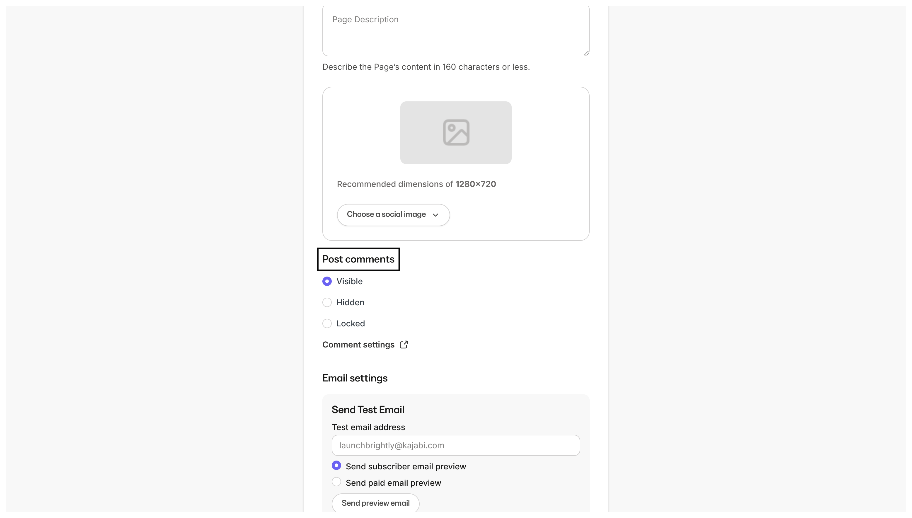 Post comments section