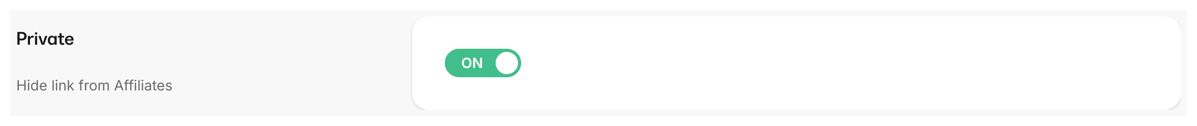 Private share link setting