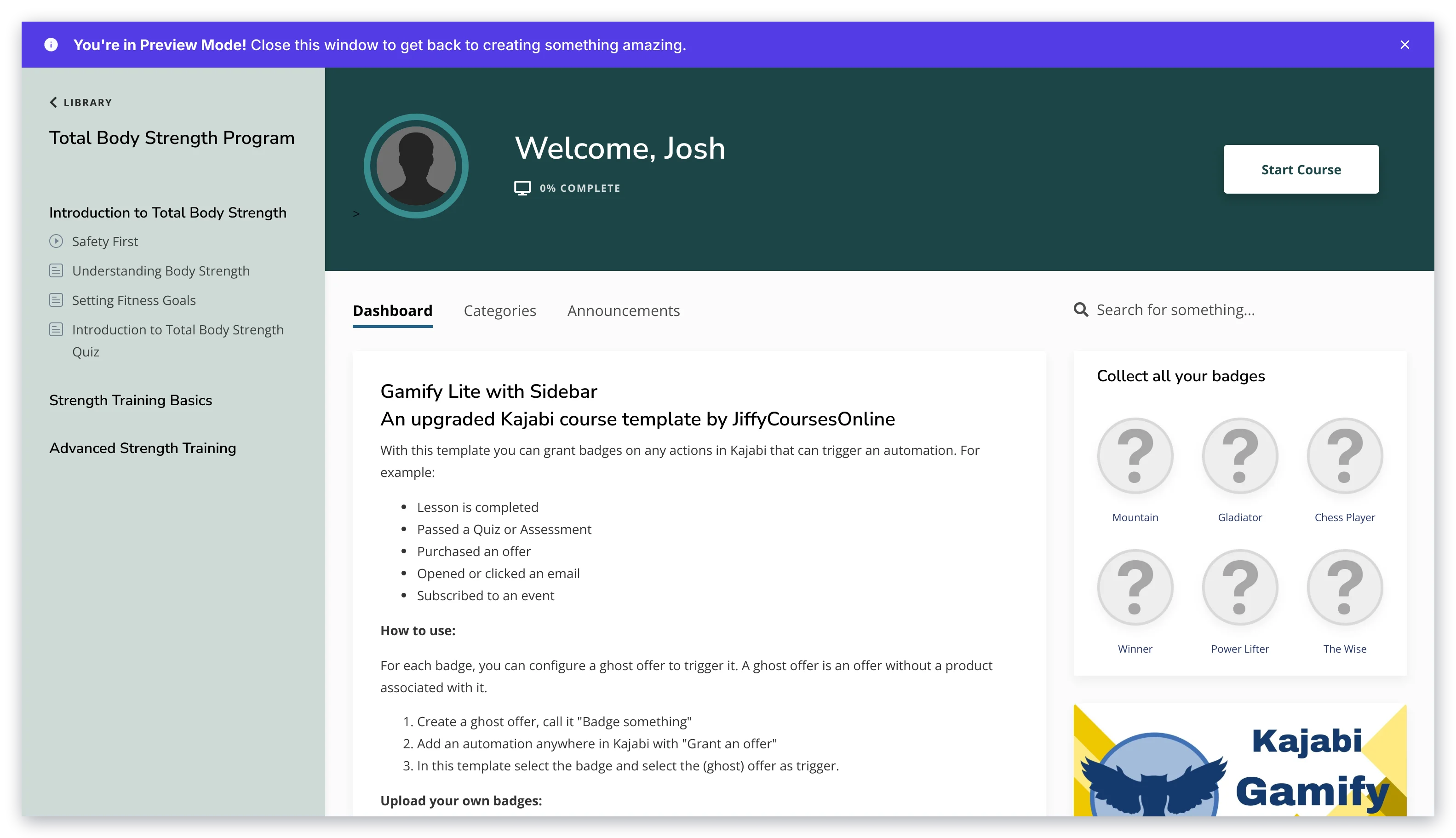 Gamify Lite with Sidebar template
