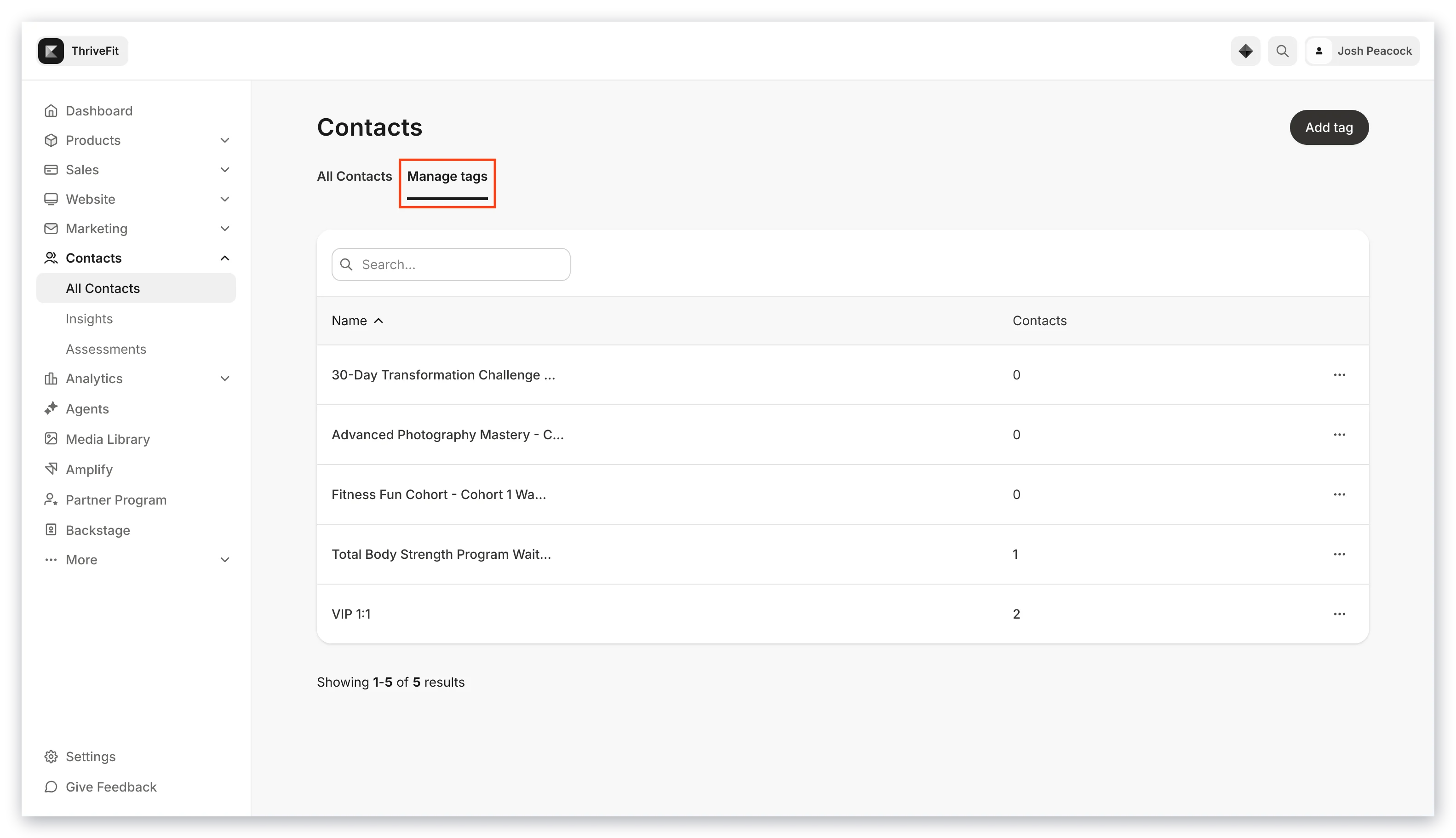 Manage tags