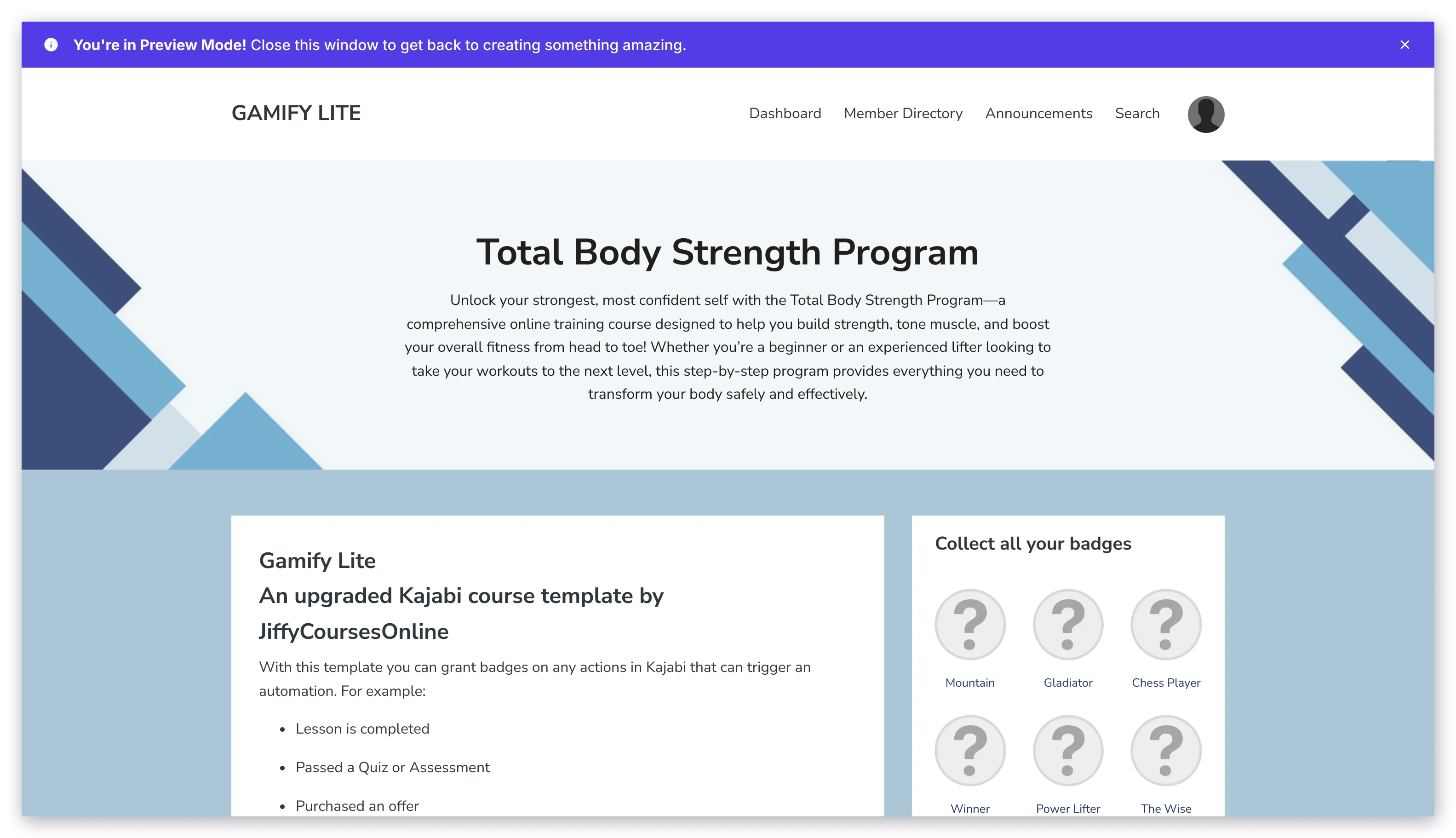Gamify Lite template